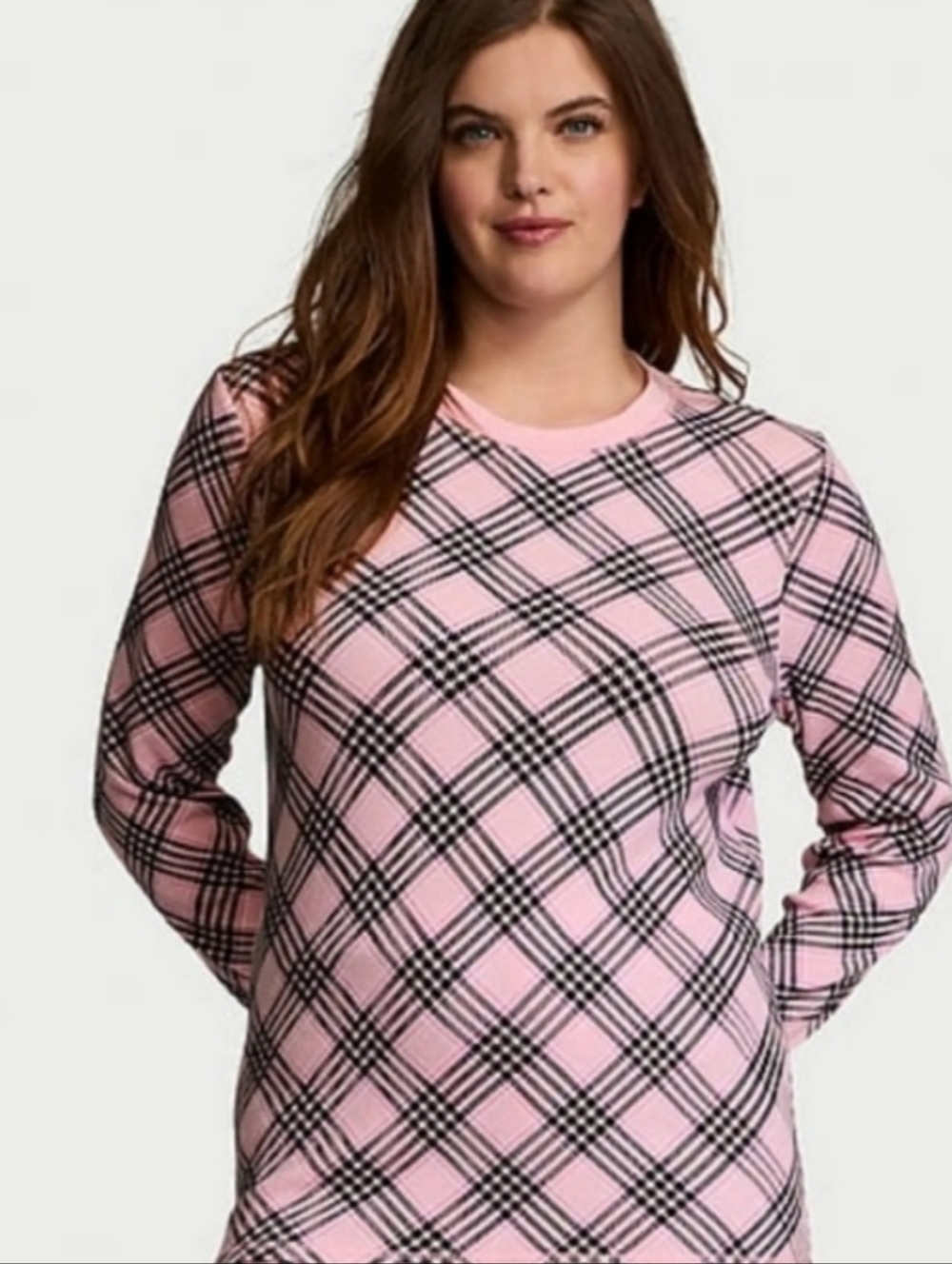 Victoria's Secret Pink and Black Plaid Pajama Top